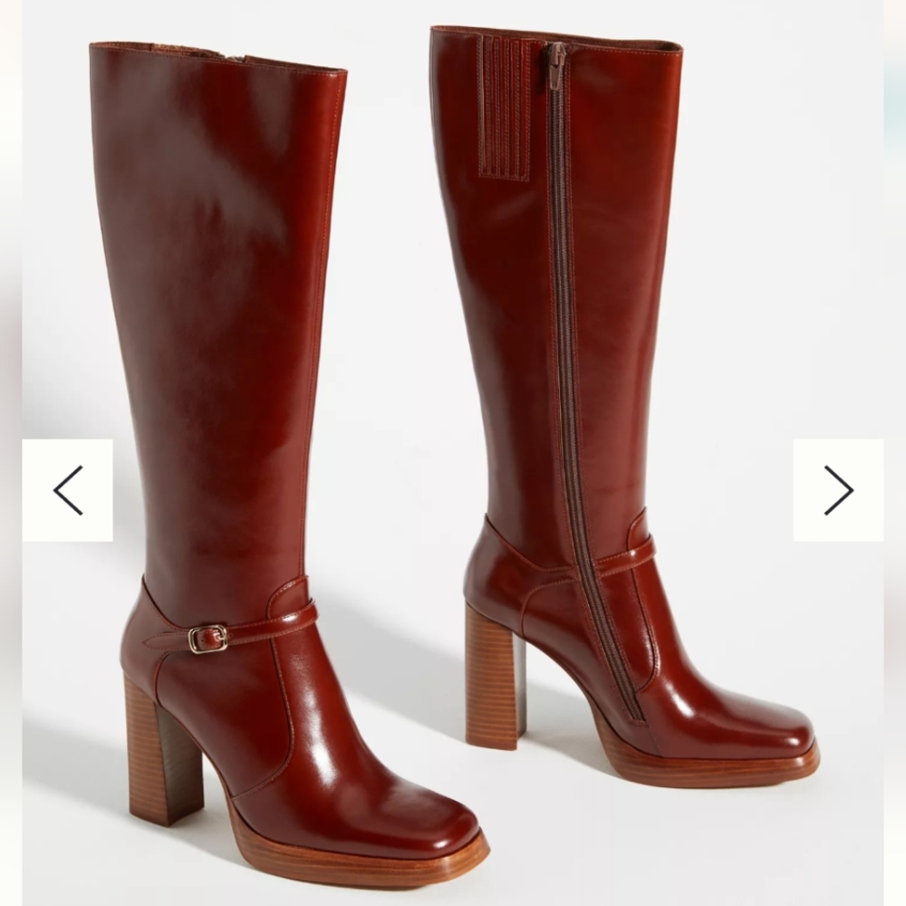 Jeffrey Campbell Iggie Leather Knee-High Riding Boots in Brown